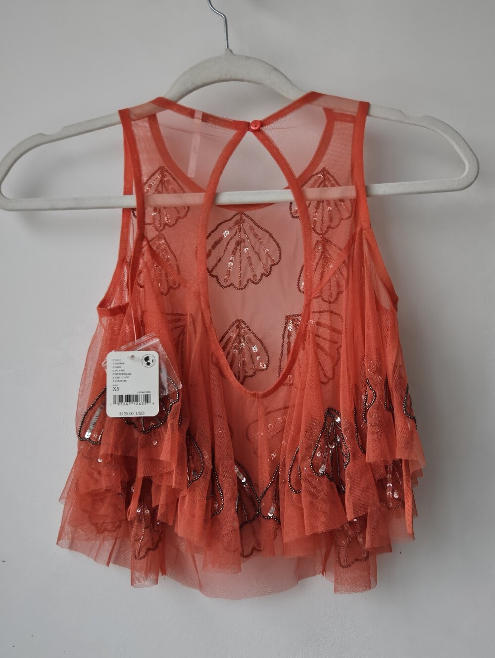 Nwt Free People Tulsa Flame Red Mesh Swing Tank - Picture 6 of 13